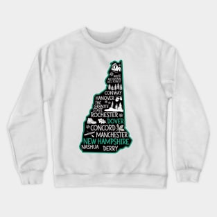 New Hampshire Dover cute map Conway Hanover Rochester Nashua The Granite State Crewneck Sweatshirt